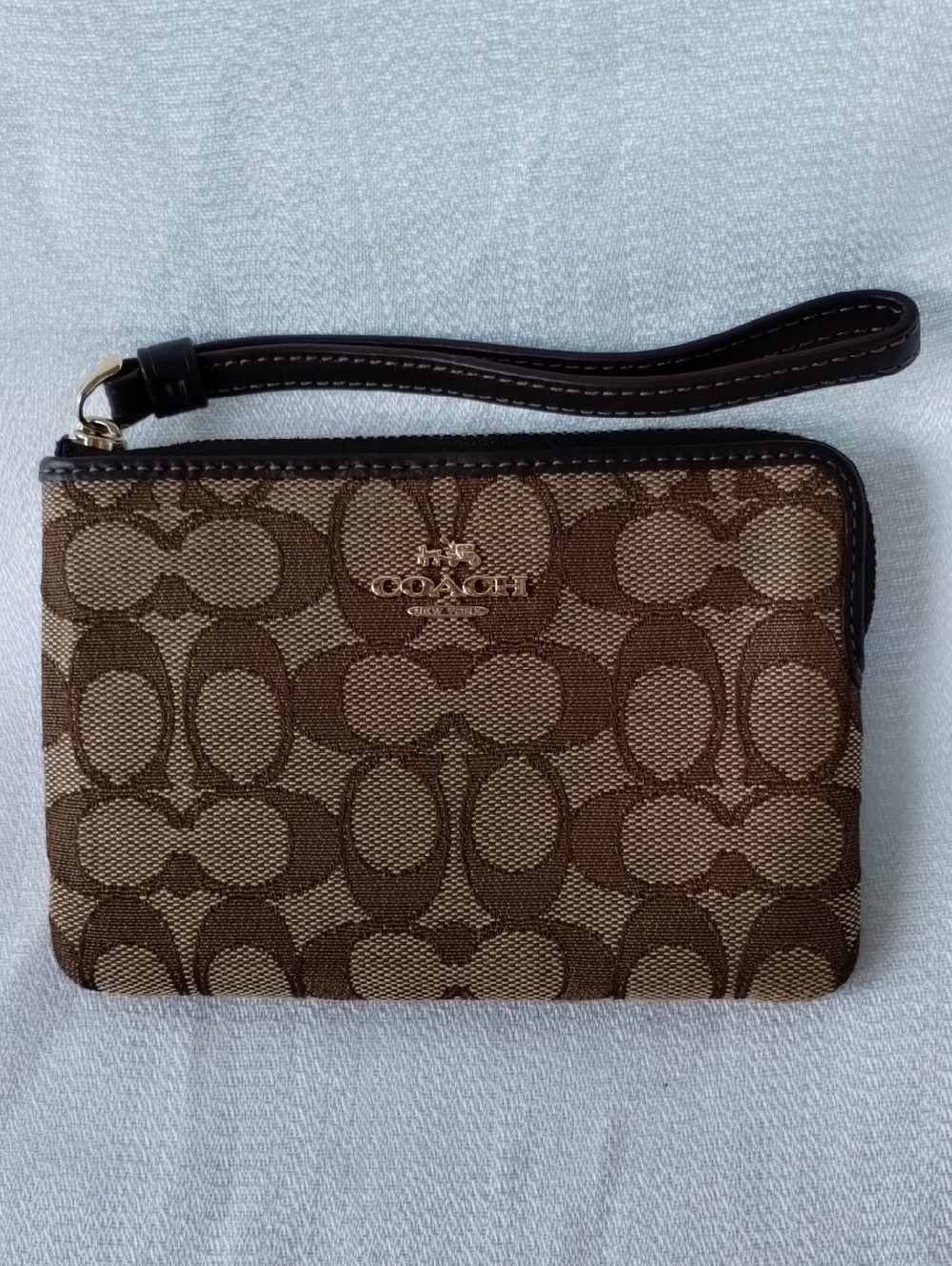 Coach Brown Signature Canvas Wristlet